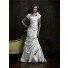 Trumpet/ Mermaid square court train cap sleeve modest wedding gown
