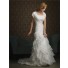 Trumpet/ Mermaid square sweep train cap sleeve ruffles wedding dress