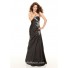 Trumpet/Mermaid sweetheart floor length black taffeta prom dress with beading