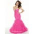 Trumpet/Mermaid sweetheart floor length hot pink organza prom dress with ruffles