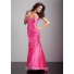 Trumpet/Mermaid sweetheart floor length fuchsia silk prom dress with corset back