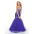 Trumpet/Mermaid sweetheart floor length royal blue beaded tulle prom dress