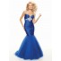 Trumpet/Mermaid sweetheart floor length royal blue prom dress with straps