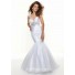 Trumpet/Mermaid sweetheart floor length white prom dress with straps
