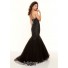 Trumpet/Mermaid sweetheart long black lace and tulle prom dress with beading