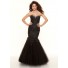 Trumpet/Mermaid sweetheart long black lace and tulle prom dress with beading