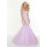 Trumpet/Mermaid sweetheart long fishtail lilac beaded prom dress