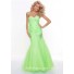 Trumpet/Mermaid sweetheart long green organza prom dress with beading