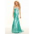 Trumpet/Mermaid sweetheart long mint green silk prom dress with beaded