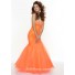 Trumpet/Mermaid sweetheart long orange organza prom dress with beading