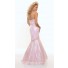 Trumpet/Mermaid sweetheart long pink sequined prom dress with beading