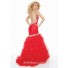Trumpet/Mermaid sweetheart sexy backless red beaded prom dress with straps