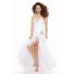 Trumpet/Mermaid sweetheart white high low prom dress with ruffles