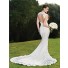 Trumpet/Mermaid v neck backless lace wedding dress