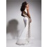 Unique Sexy One Shoulder Long White Chiffon Gold Beaded Prom Dress Cut Outs 