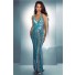 Unique Sexy Sheath Halter Backless Turquoise Blue Sequin Evening Prom Dress