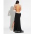 Unique Sexy Sweetheart Cap Sleeve Backless Long Black Chiffon Tulle Beaded Evening Prom Dress With Slit