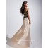 Unique Sheath Sweetheart Long Champagne Silk Black Embroidery Evening Prom Dress