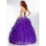 Unusual Ball Gown Sweetheart Long White Satin Purple Organza Ruffle Prom Dress