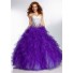 Unusual Ball Gown Sweetheart Long White Satin Purple Organza Ruffle Prom Dress