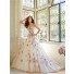 Unusual Ball Gown Sweetheart Spaghetti Strap Tulle Applique Beaded Wedding Dress With Color