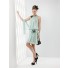 Unusual High Neck Short Mint Green Chiffon Feather Party Prom Dress With Shawl