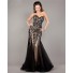 Unusual Mermaid Strapless Black Tulle Beaded Evening Prom Dress