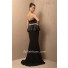 Unusual Mermaid Strapless Long Black Silk Chiffon Evening Dress With Beaded Belt