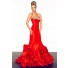 Unusual Mermaid Sweetheart Long Red Layered Taffeta Beaded Occasion Evening Prom Dress