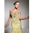 Unusual Mermaid Sweetheart Long Yellow Tulle Sequins Sparkly Evening Prom Dress