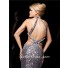 Unusual Sexy Halter V Neck Silver Sequined Evening Prom Dress Cut Out Backless