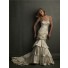 Unusual Strapless Champagne Satin Two In One Wedding Dress With Removable Skirt