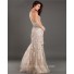 Vintage Mermaid Strapless Champagne Tulle Lace Beaded Evening Prom Dress