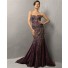 Vintage Mermaid Strapless Long Purple Silk Beading Evening Dress