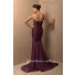 Vintage Mermaid/ Trumpet Sweetheart Long Purple Chiffon Beading Evening Dress With Slit