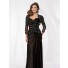 Vintage sweetheart floor length black silk lace mother of the bride dress with jacket