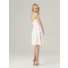 A line Princess knee length short white chiffon ruffle layered bridesmaid dress