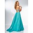 A Line Sweetheart Empire Waist Open Back Long Turquoise Chiffon Prom Dress