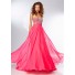 A Line Sweetheart Empire Waist Open Back Long  Watermelon Chiffon Prom Dress