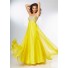 A Line Sweetheart Empire Waist Open Back Long Yellow Chiffon Prom Dress