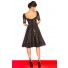 A Line Sweetheart See Through Corset Short Black Lace Prom Dress With Sleeve