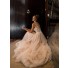 A Line Wedding Dress Tulle Lace Low Back With Bow Belt