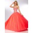 Ball Gown Strapless Sweetheart Corset Back Coral Tulle Beaded Crystal Prom Dress