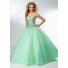 Ball Gown Sweetheart Corset Back Long Mint Green Tulle Rhinestone Beaded Prom Dress
