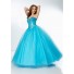 Ball Gown Sweetheart Drop Waist Orange Tulle Beaded Sparkly Prom Dress Corset Back