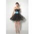 Ball Strapless Short Brown And Blue Tulle Peacock Applique Prom Dress