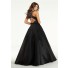 Ball Gown Long Black Satin Square Neck Prom Dress Open Back