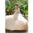 Ball Gown Prom Dress Champagne Tulle Ruffle Embroidery Quinceanera Dress
