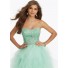 Cute Ball Gown Strapless Mint Green Tulle Ruffle Prom Dress With Beading