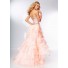 Cute Sweetheart Neckline High Low Peach Organza Ruffle Beaded Prom Dress